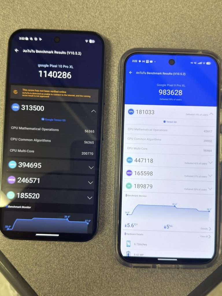 Pixel 10 Pro XL Tensor G5 AnTuTu score 1092x1456 1